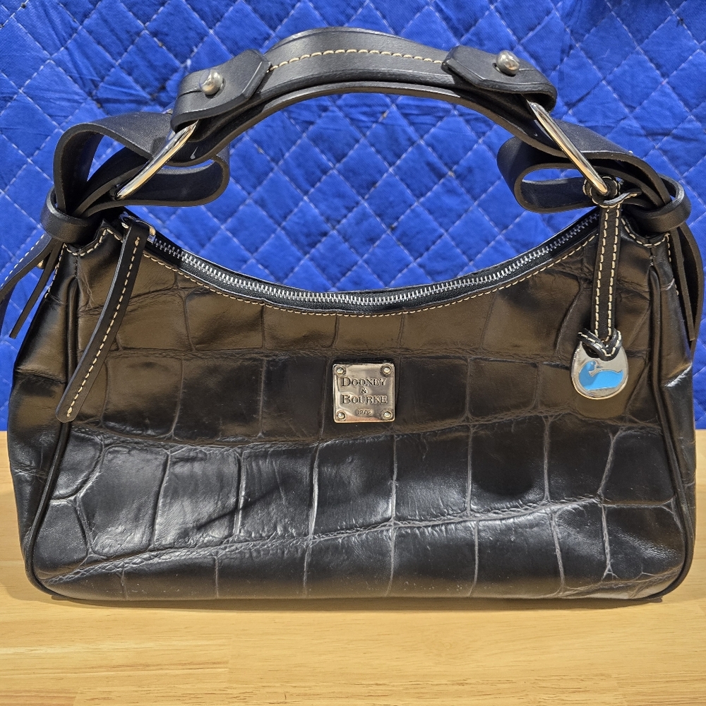 Dooney & Bourke Black Croc-Embossed Shoulder Bag